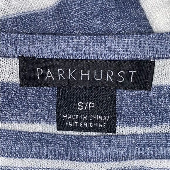 PARKHURST Blue & White Striped Lightweight Linen Blend Sweater-S - Picture 4 of 6